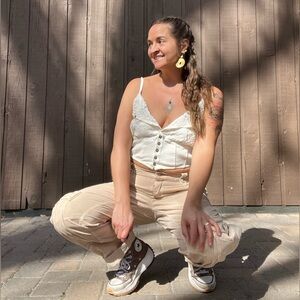 Free People Have My Heart Lace Corset Crop Top NWT Ivory Bustier Bralette Large